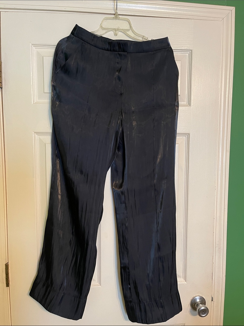 H&M Black Wide-Leg Satin Pants